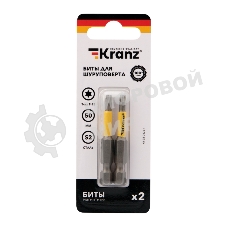 Бита для шуруповерта Kranz Torx T15х50 мм (2 шт./уп.)
