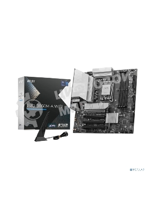 Материнская плата MSI PRO B860M-A WIFI, LGA 1851, Intel B860, 4xDDR5, 4xSATA, 3xM.2, 1xPCIe 5.0 x16, 1xPCIe 4.0 x16, 1xPCIe 4.0 x16, 1xHDMI, 1xDP, 1xUSB-C, 1x 5Gb LAN, 4xUSB-A 3.2 Gen 2, 2xUSB-A 2.0, 7.1, 1x3.5 мм, 1xUSB 3.2 Gen 2 Type-C, Wi-Fi 6, mATX