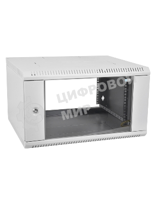 Шкаф настенный ЦМО ШРН-Э-18.500 18U 600x520мм пер.дв.стекл несъемные бок.пан. серый