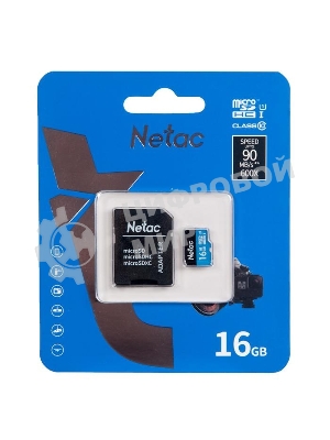 Флеш карта microSDHC 16Gb Netac P500 NT02P500STN-016G-R (с SD адаптером) 80Mb/s