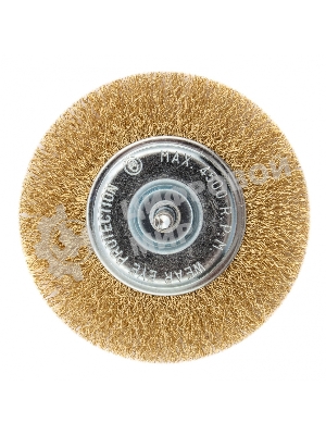 Щетка Matrix для дрели 100 мм, плоская со шпилькой, латунированная витая проволока