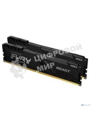 Оперативная память Kingston Fury Beast, DDR4, 16GB (2x8GB), 3600MHz, CL17, DIMM, с радиаторами, черный