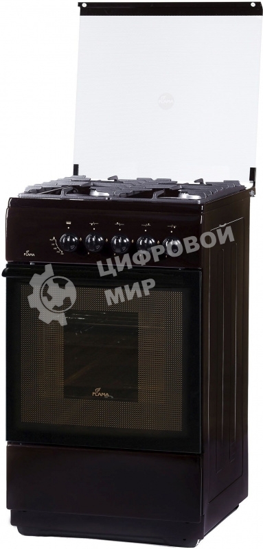 Плита Газовая Flama FG 24022 B коричневый (стеклянная крышка) реш.чугун