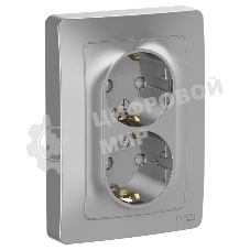 Розетка двойная с заземлением со шторк., 16А, 250В, алюминий С/У