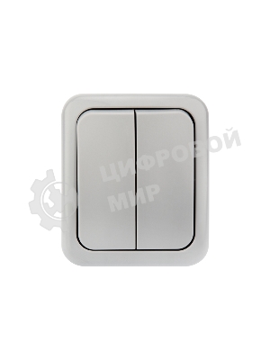 Выключатель двухклавишный Kranz Mini OG OG IP54, о/у, серый