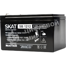 Аккумулятор SKAT SB 1212, 12В, 12Ач, максимальный ток заряда 3,6 А.