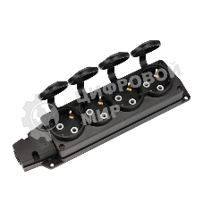 Розетка (колодка) Rexant влагозащищенная с крышкой 4 гнезда COMPACT, с/з, 16А, IP54, каучук, черный