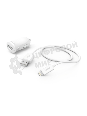 Комплект зарядное устройство Hama H-183266 2.4A для Apple кабель Apple Lightning белый