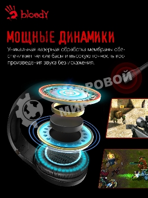 Гарнитура Bloody G230 чёрный, проводная, подсветка