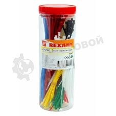 Набор хомутов-стяжек нейлоновых Rexant 100, 200 мм, цветные, НХ-2, тубус 300 шт.