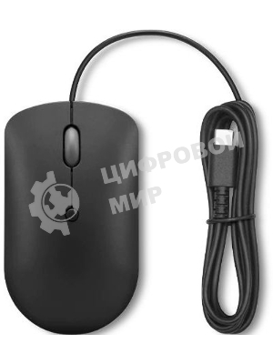 Мышь проводная Lenovo 400 черный, 2400 dpi, USB-C, кнопки - 4