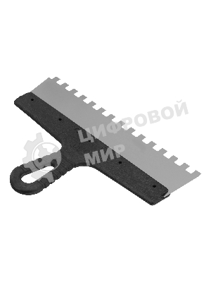 Шпатель Сибртех из нержавеющей стали, 300 мм зуб 10х10 мм пластмассовая ручка