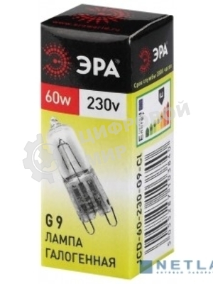 Лампа галогенная ЭРА G9-JCD-60-230V-Cl(100/1000/30000)