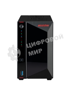 Сетевой накопитель ASUSTOR AS5402T 2-Bay NAS/Media player/Intel Celeron N5105 2.0GHz up to 2.9GHz, 4Gb SO-DIMM DDR4, noHDD(HDD,SSD),/2x 2,5Gb (LAN)/3xUSB3.2,HDMI; 90IX01R1-BW3S20