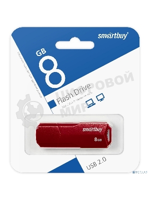 Флешка USB Smartbuy CLUE Burgundy (SB8GbCLU-BG), 8Gb, USB 2.0, R/W 15/8, красный