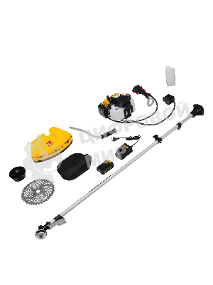 Триммер бензиновый Denzel DT-43E, 43 см3, неразъемная штанга, электростартер, состоит из 2 частей