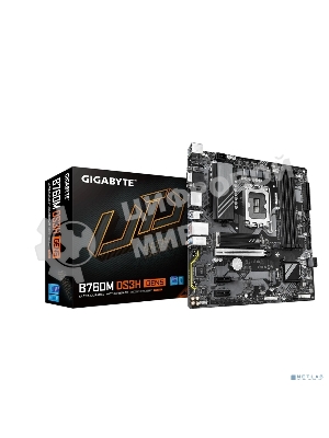 Материнская плата Gigabyte B760M DS3H GEN5 Soc-1700 Intel B760 4xDDR5 mATX AC`97 8ch(7.1) 2.5Gg RAID+VGA+HDMI+DP