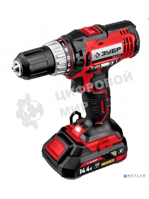 Дрель-шуруповерт Зубр ДШЛ-145-22, 14,4 В, 2 Ач, 35 Нм, щеточный