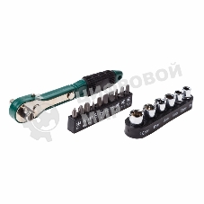 Набор головок и бит с ключом-трещоткой 17 предметов Rexant