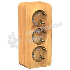 Розетка 3-я с заземлением со шторками ИЗОЛ.ПЛ.,16А, 250В, ЯСЕНЬ О/У