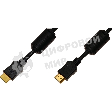 Кабель соединительный аудио-видео Premier 5-813 HDMI (m)/HDMI (m) 1.5м. феррит.кольца черный (5-813 1.5)