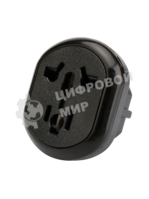 Переходник питания универсальный Cablexpert 6в1 A-AC-UKEU-003B, с вилки A,B,(C),F,E,G,I в F,E, 16А, термостойкий PС пластик, черный, пакет