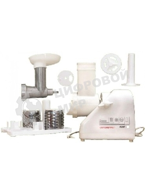 Мясорубка электрическая Белвар Помощница КЭМ-36/220-4-33 белый, 1000 Вт, 0.6 кг/мин, реверс, защита от перегрузки, насадки - 6