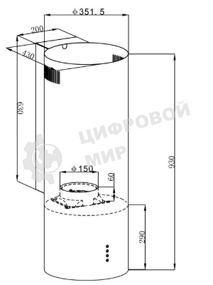 Вытяжка пристенная Maunfeld Lee Wall 35 нержавеющая сталь, 35 см, 1050 куб. м/ч, 54 дБ