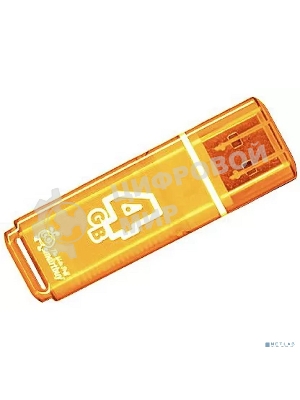 Флешка USB Smartbuy Glossy series Orange (SB4 GbGS-Or), 4Gb, USB 2.0, R/W 25/15, оранжевый