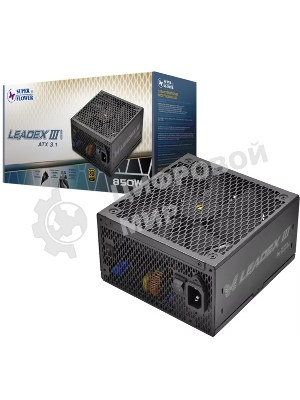 Блок питания Super Flower Power Supply Leadex III Gold SF-850F14GE(GL), 850W, ATX 3.1, 140мм, 8xSATA, 3xPCI-E(6+2), 1x12VHPWR(12+4), APFC, 80 PLUS Gold, Full Modular