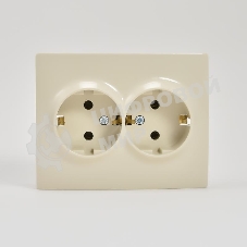 Розетка 2-м СП KARINA термопласт с заземл. крем. LEZARD 707-0300-127B