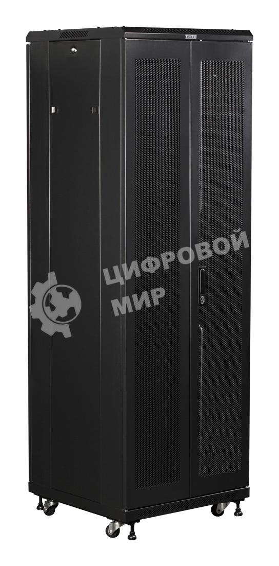 Шкаф коммутационный Lanmaster (TWT-CBB-18U-6X6-G1) напольный 18U 600x600 мм пер. дв. стекл задн. дв. спл. стал. лист 2-хст. 2 бок. пан. 800 кг черный IP20