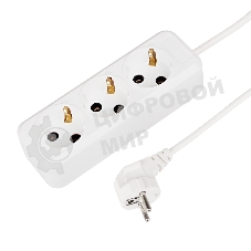 Удлинитель Rexant 3 гнезда, 5 м, 3х1.0 мм², с/з, белый (Сделано в России)