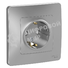 Розетка 1-м СП Blanca 16А IP20 250 В с заземл. защ. шторки алюм. SchE BLNRS001113