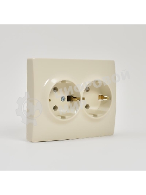 Розетка 2-м СП KARINA термопласт с заземл. крем. LEZARD 707-0300-127B
