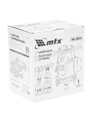 Лазерный уровень MTX MXL GREEN, 30 м, зеленый луч, акк. Li 2400 mAh, сумка, резьба 5/8