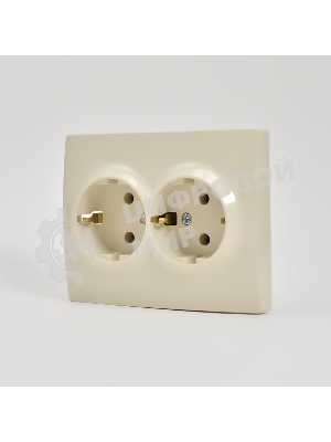 Розетка 2-м СП KARINA термопласт с заземл. крем. LEZARD 707-0300-127B