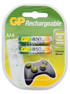 Аккумулятор GP Rechargeable (GP 85AAAHC-2CR2) NiMH 85AAAHC 850mAh, 2 шт AAA, 850мАч (2 шт. в уп-ке)