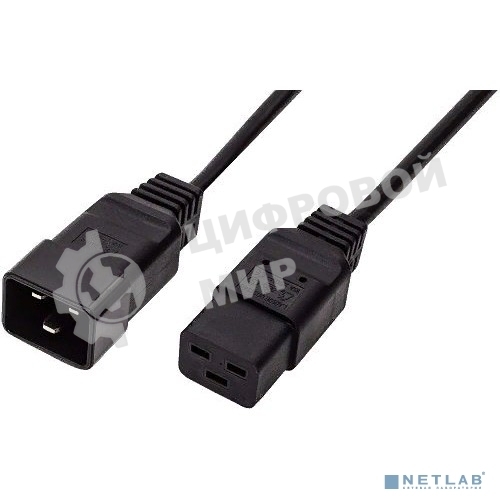 Кабель питания Filum С19-C20, 3х1.5мм, 220В, 16A, чёрный, 3м (FL-PC16-C19-C20-3M)