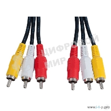 Кабель PERFEO 3xRCA вилка - 3xRCA вилка, длина 2 м