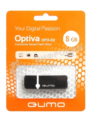 Флешка USB QUMO 8Gb, Optiva 02 Black QM8GUD-OP2 черный