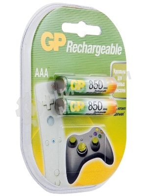Аккумулятор GP Rechargeable (GP 85AAAHC-2CR2) NiMH 85AAAHC 850mAh, 2 шт AAA, 850мАч (2 шт. в уп-ке)