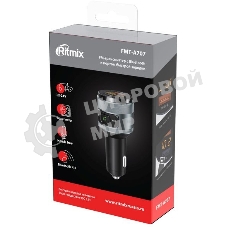 Автомобильный FM-модулятор Ritmix FMT-A707 черный MicroSD BT USB