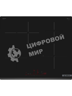 Индукционная варочная панель Bosch 6 series, 60 см, индукция, 1 зона расширения под гусятницу, скошенные края, Perfect fry plus, сенсорное управление, черный