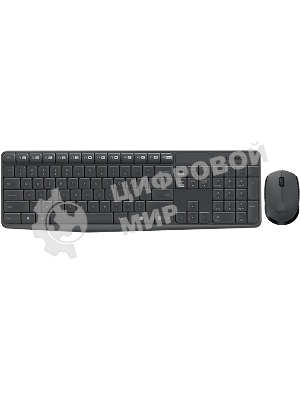 Комплект клавиатура+мышь Logitech MK235 беспроводной, USB, 1000 DPI, серый